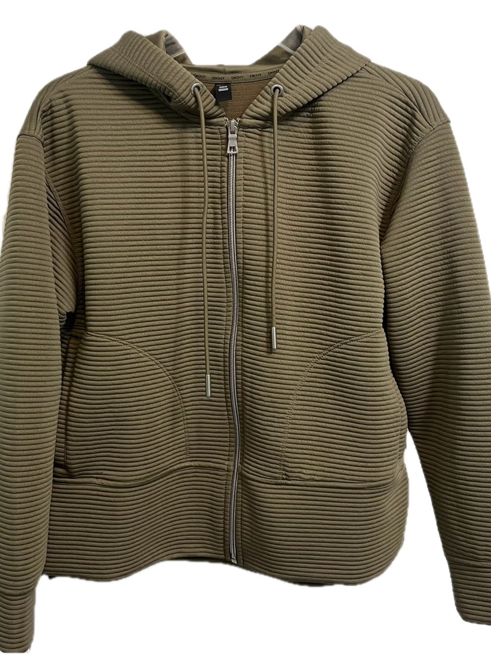 DKNY Sport Women’s Tech Ottoman Full-Zip Hoodie Jacket-Olive Green Size XS